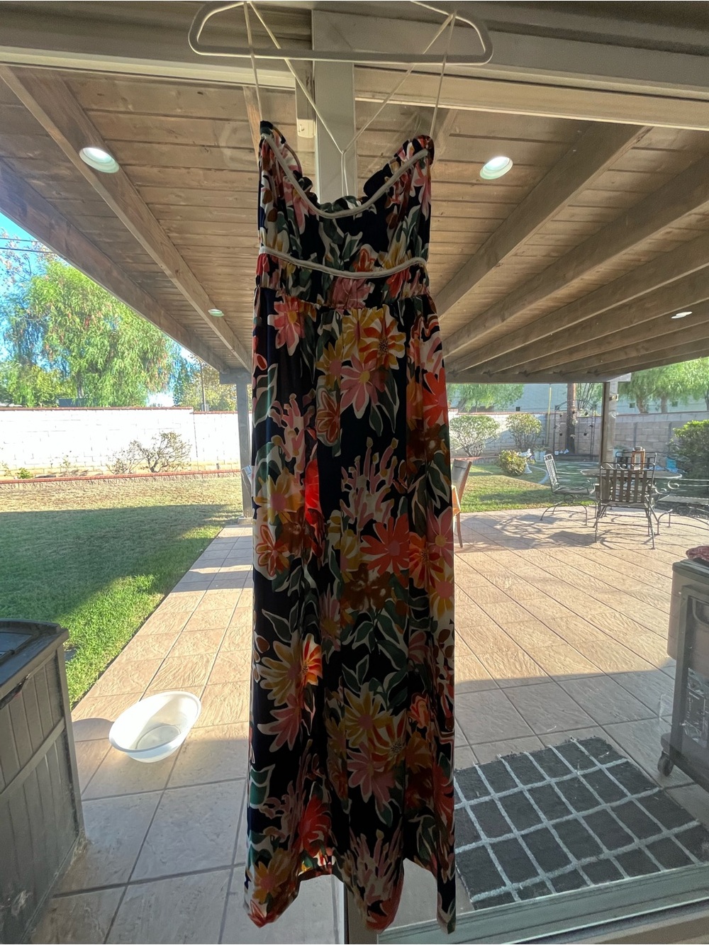 Floral Black Maxi Sundress with Spaghetti Straps